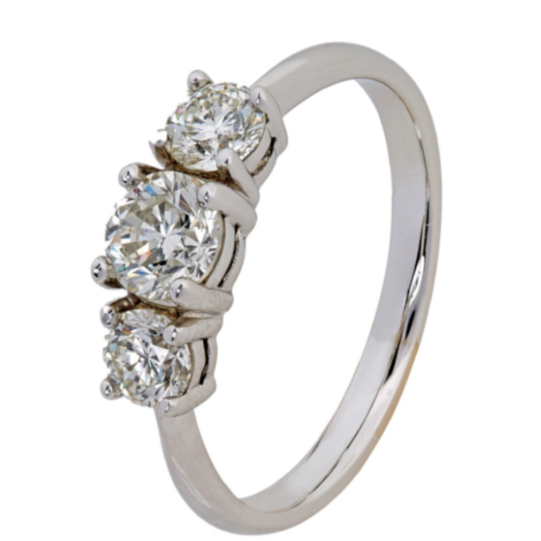 18Kt White Gold 3 stone trilogy ring (0.40ct - 1.00ct)
