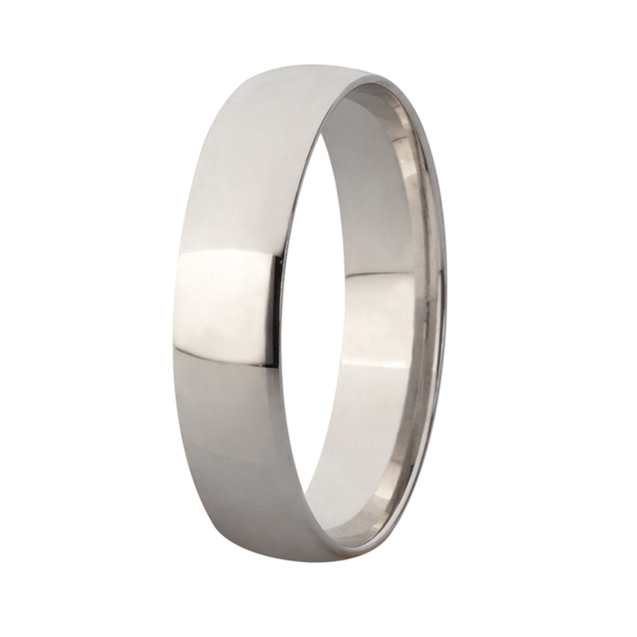 9Kt White gold comfort fit wedding band (6mm)