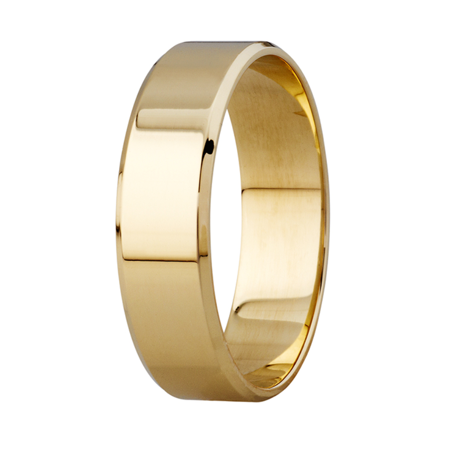 9Kt Yellow gold polished bevelled edge wedding ring (5mm)