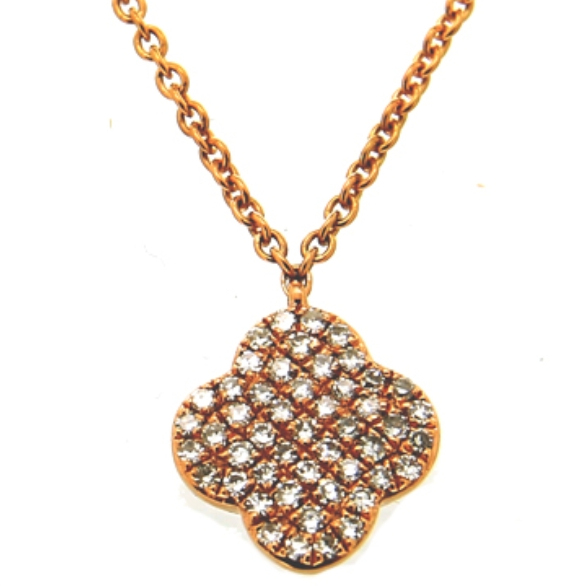 9Kt Rose Gold Diamond clover necklace (0.15ct)