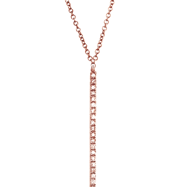 9Kt Rose Gold Diamond vertical bar necklace (0.07ct)