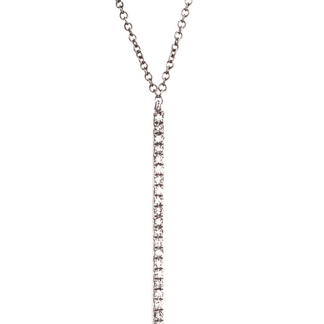 9Kt White Gold Diamond vertical bar necklace (0.07ct)